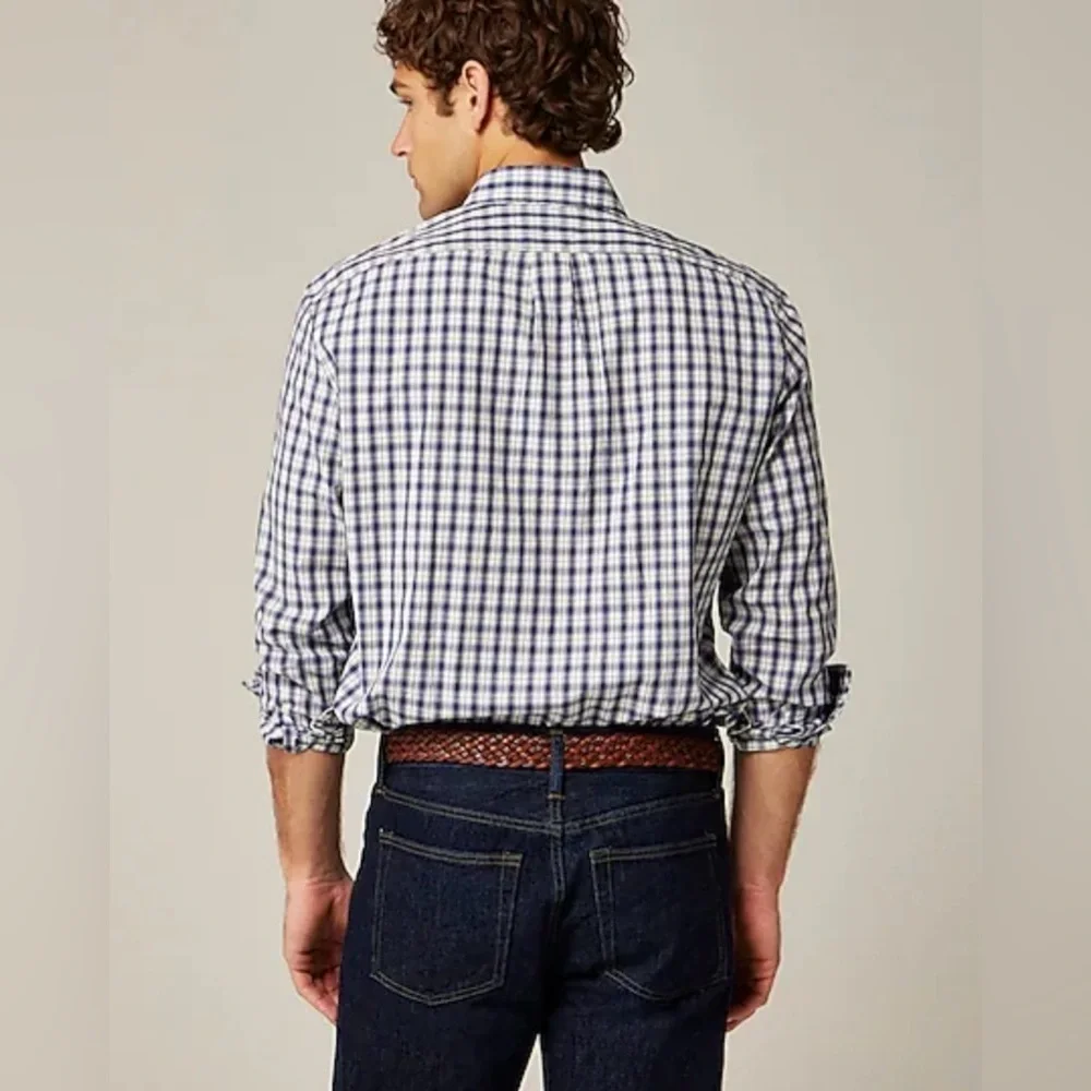 J. Crew Men’s Secret Wash Cotton Poplin Button Down Plaid Shirt BW440 SZ Med NWT